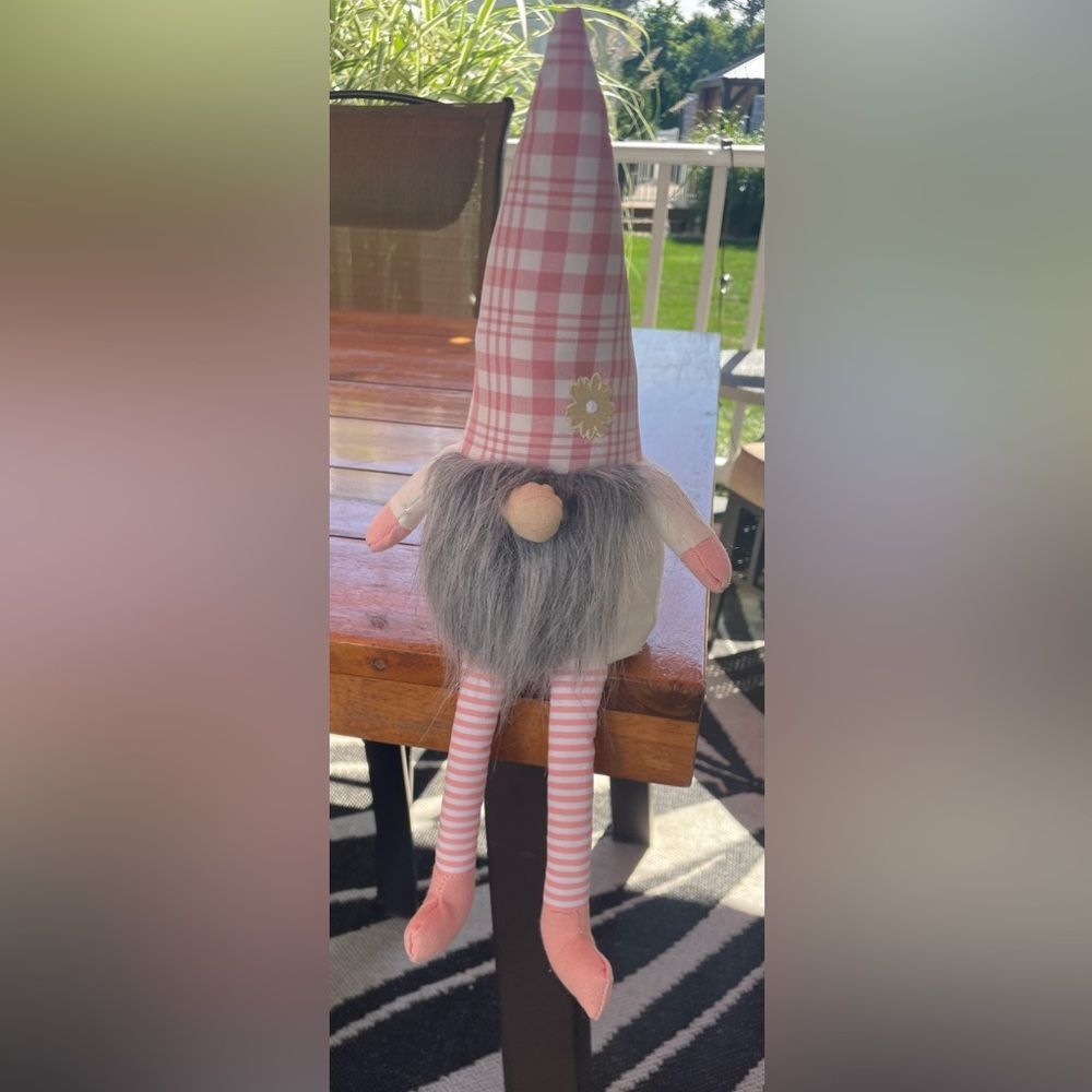 Pink Mini Gnome Weighted Bottom Shelve Sitter with Dangling Legs